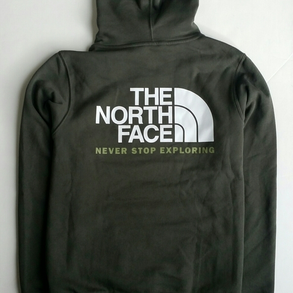 Men The North Face Hoodie Logo on Back Green - Picture 3 of 4